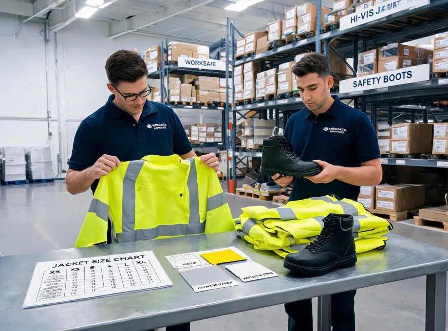 Carhartt workwear team inspecting garments